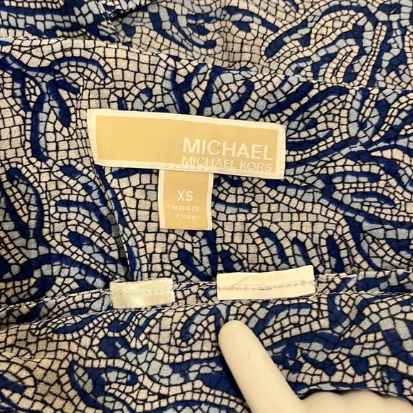 MICHAEL Michael Kors Blue Coral Mosaic Georgette Shirt Maxi Dress - Picture 15 of 15